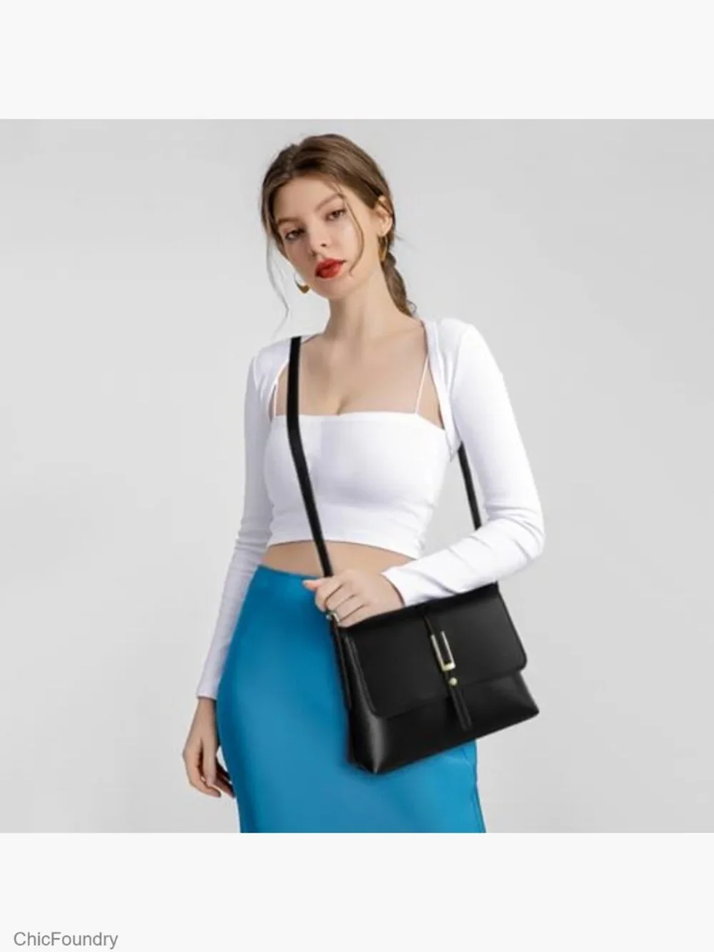 Retro Satchel Crossbody Handbag with Zipper Closure Shoulder Purse